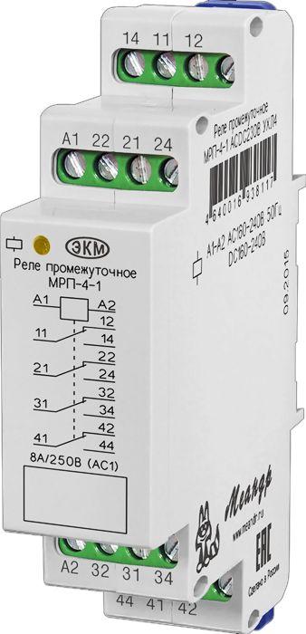 Реле промежуточное МРП-4-1 ACDC230В УХЛ4 4 переключ. контакта коммутируемый ток до 8А Меандр A8302-16938117