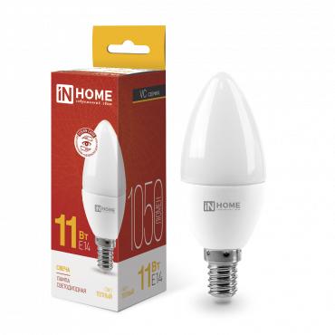 Лампа светодиодная LED-СВЕЧА-VC 11Вт свеча 230В E14 3000К 1050лм IN HOME 4690612020464