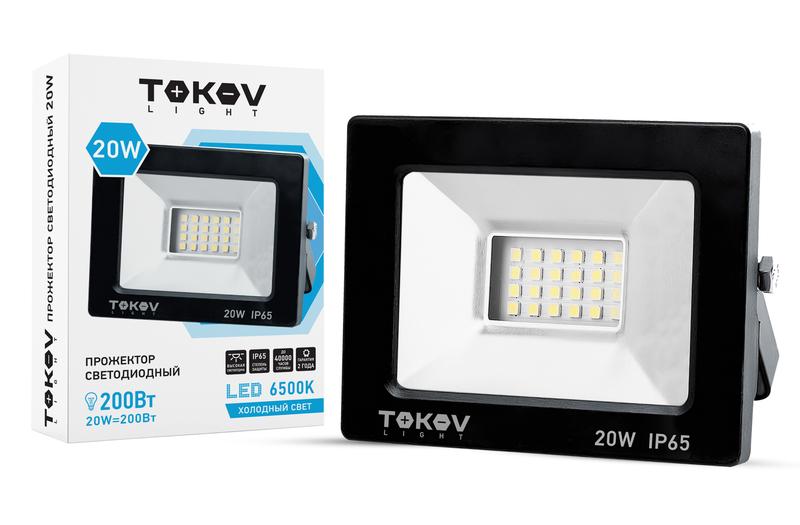 Прожектор светодиодный 20Вт 1300лм 6500К IP65 черн. TOKOV LIGHT TKL-FL/LED-20-6.5K-IP65