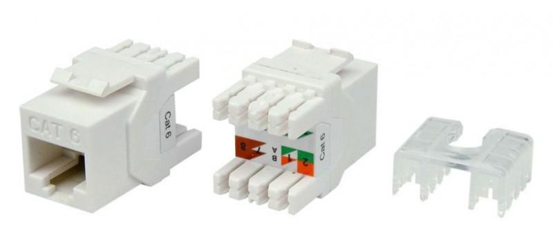 Вставка Keystone Jack RJ-45(8P8C) кат. 6 180град. KJ8-8P8C-C6-180-WH бел. Hyperline 426189