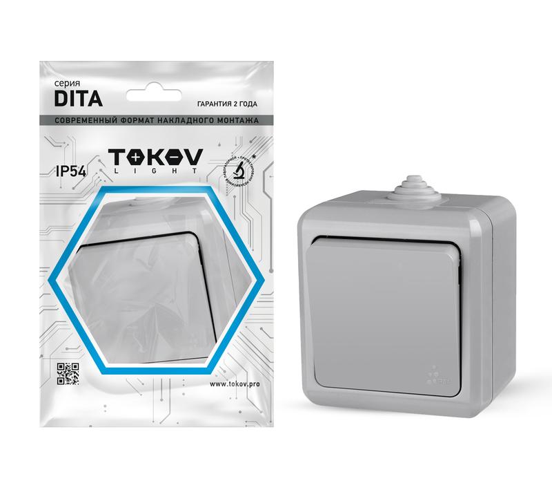 Выключатель 1-кл. ОП Dita IP54 10А 250В сер. TOKOV LIGHT TKL-DT-V1-C06-IP54